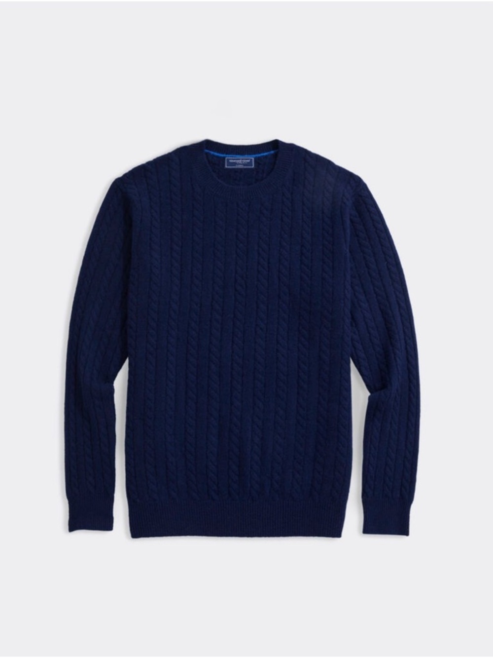 Vineyard Vines Navy Cable-Knit Crewneck Cashmere Sweater - Men's - Picture 1 of 5